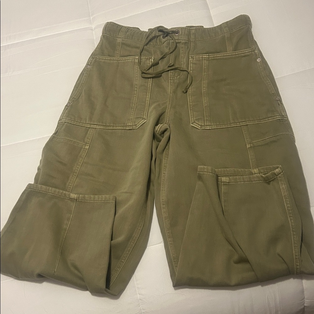Free People Olive Green Cropped Utility Pants - Picture 6 of 12